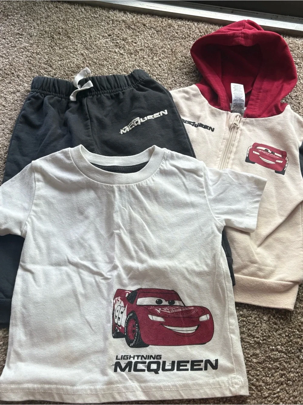 Disney Lightning McQueen Kids Matching Set in White, Red, Black